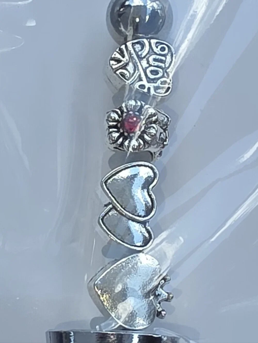 Handcrafted  Heart Wine Bottle Stopper with Pink Accent